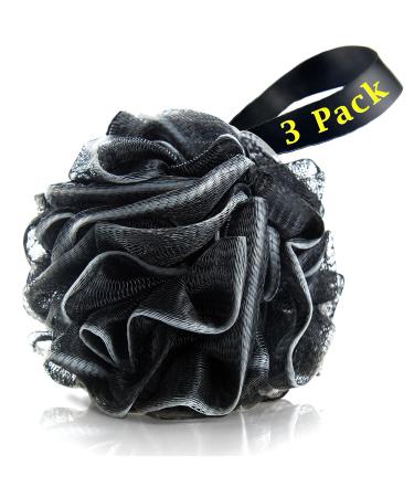 Easymoo Bath Loofahs Sponge Shower Pouf Body Scrubber Mesh Pouf Bath Sponge 3 Pack