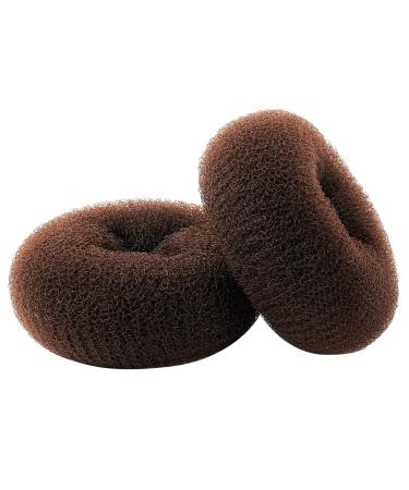 ClothoBeauty 2 pieces Extra Large Size Hair Bun Donut Maker, Ring Style Bun, Women Chignon Donut Buns Doughnut Shaper Hair Bun maker (4.3 in. For Thick and Long Hair) (Brown)