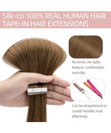 14 Tape in Human Hair Extensions - Straight Remy Seamless #06 Light Brown, 10pcs - Buy Online on GoSupps.com