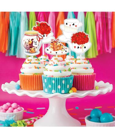 Afternoon Tea Themed Floral Teapot Cupcake Toppers Set of 18 - Perfect for use as Afternoon Tea Party Baby Shower Fairy Tale Theme Party Birthday Party Dessert Decoration - SugarGera - Buy Online on GoSupps.com