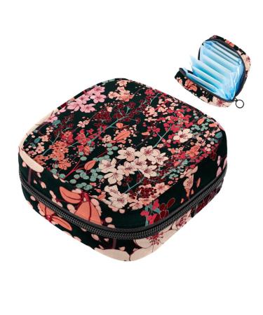 Women's binding pocket flowers flower pattern ladies bang bags tampon storage bag zip pockets menstrual tapes bag multi08