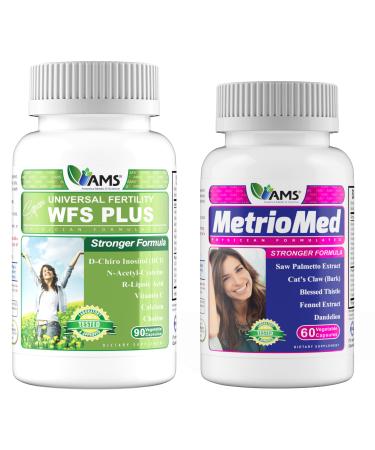America Medic & Science WFS Plus Fertility Supplements (90 Capsules) and MetrioMed Fertility Supplement (60 Capsules) for Women