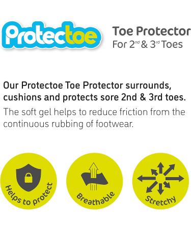Protectoe Toe Protector Gel Toe Cap for 2nd & 3rd Toes - Pack of 10 - Buy Online on GoSupps.com