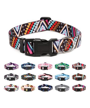 Mercano dog collar adjustable soft nylon comfort & robust patterned dog collar for small medium -sized dog puppies (s ethnic pink) s ethnic pink