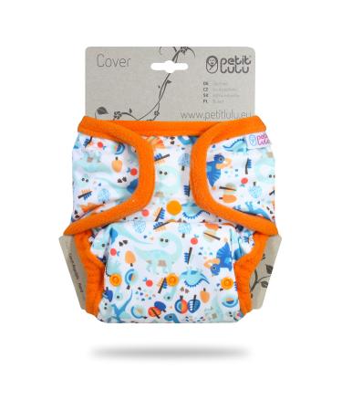 Petit Lulu Cloth Nappy Wrap | One Size (11-35.2 lbs) | Snaps | Washable Diaper Wrap | Cloth Nappies | Made in Europe (Prehistoric Times)