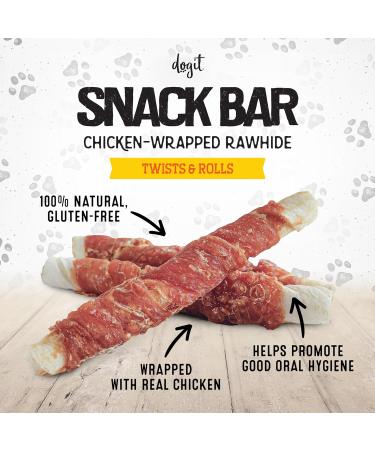 Dogit Snack Bar Rawhide Dog Treats Chicken-Wrapped Rolls 2 pcs Dog Treats for Large Dogs Dog Chews Friandise Pour Chien Rawhide Dog Chews Gaterie Pour Chien - Buy Online on GoSupps.com