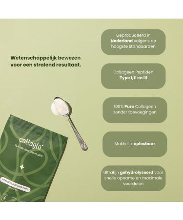 Collaglo Collagen Powder 100 Pure Collagen Peptides Type 1 2 and 3 300g For Healthy Hair Skin Nails Muscles and Joints Produced in the Netherlands Easily soluble - Buy Online on GoSupps.com