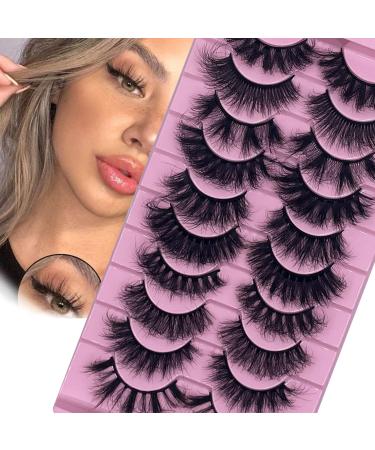 False Eyelashes Fluffy Eyelash Cat-eyes Long Faux Mink Lashes 8D Curly Natural Fake Eyelashes 10 Pairs (10 Pair-28(10 styles))