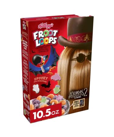 Kelloggs Froot Loops Breakfast Cereal with Marshmallows, Fruit Flavored, Halloween Snacks, Original with Spooky Marshmallows, 10.5oz Box (1 Box)