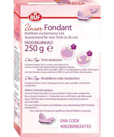 Ruf Fondant Lila - Vegan & Gluten-Free Modeling Fondant for Figures Flowers & Letters | 250g Purple Roll Fondant - No Palm Oil - Buy Online on GoSupps.com