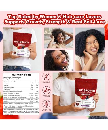 LUIMOLL Lumin Hair Growth Gummies Daily Hair Nourishment with Biotin Collagen & Botanical Extracts Supports Thicker Stronger & Healthier-Looking Hair Mixed Berry Flavor - 60 Gummies - Buy Online on GoSupps.com