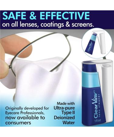 Clear View Lens Cleaner Kit - Travel Size Refillable Lens Cleaner & Microfiber Cloth for All Lenses - Compact & Portable - Best Lens Cleaning Solution - Buy Online on GoSupps.com