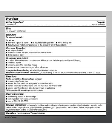 Basic Care Lidocaine Patch 4% - Topical Anesthetic for Nerve Pain Relief - 6 Count - Buy Online on GoSupps.com