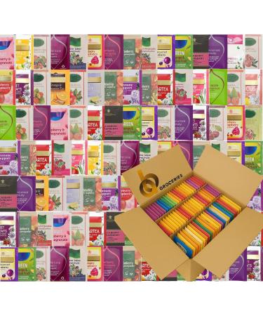 AB.GROCERIES 100 Wrapped Tea Bags - Large Selection of Classic Black Fruit Decaffeinated Green Herbs Healthy & Caffeine-Free Popular Flavor Blends (Fruit Tea 100 Pack