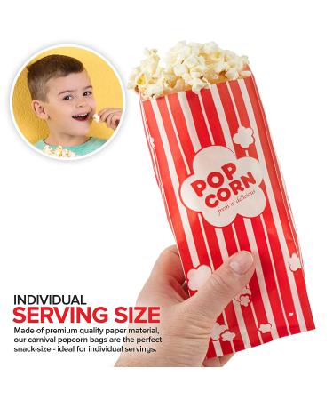 1 oz Disposable Popcorn Bags (100 Pack) - Red & White Striped Carnival Snack Bags - Perfect for Movie Theaters - Stock Your Home Classic - Buy Online on GoSupps.com