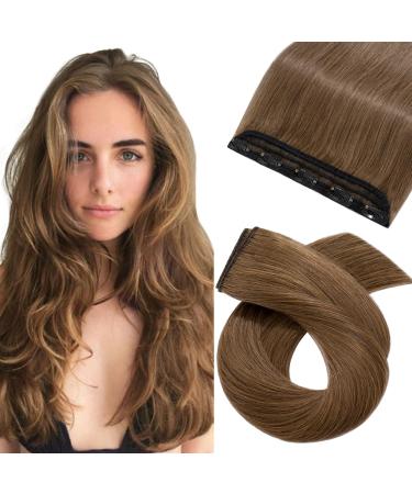 Hair parts real hair clip in extensions real hair 1PC 5Clips thick hair extension 7a human hair soft hair extensions 20cm-60g 06# light brown
