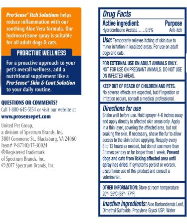 ProSense Hydrocortisone Itch Relief Spray 4oz for Dogs and Cats - Buy Online on GoSupps.com