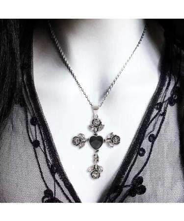 Oralgos Gothic Thorn Rose Cross Necklace - Unique Filigree Jewelry for Elegant Meetings - Buy Online on GoSupps.com