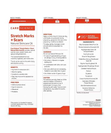 Care Science Stretch Marks + Scars Body Oil 5.07oz | Natural Ingredients with Vitamin E, Olive Oil, Coconut Oil | For Stretch Marks, Scars, Hair, Aging & Dehydrated Skin - Buy Online on GoSupps.com
