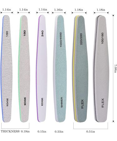SetSail Gray Nail Files - Double Sided Emery Boards for Natural and Acrylic Nails - 6 Pack Fingernail Files for Women and Girls - Buy Online on GoSupps.com
