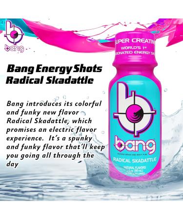 Bang Energy Shots Radical Skadattle Carbonated Energy Shot with Super Creatine 3 Fl Oz (12 Pack) - Buy Online on GoSupps.com