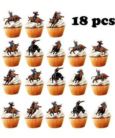 18pcs Cowboy Cupcake Toppers for Boys Girls Western Birthday Party Decorations Cow Cowboy Hats Boots Cake Decorations Rodeo Bullfight Bull Party Supplies - Buy Online on GoSupps.com