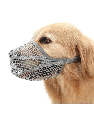 Mesh dog muzzle muzzle for dogs breathable muzzle for dogs muzzle for dogs with a rounded mesh adjustable breathable mesh muzzle (Grau) Gray S