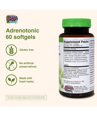 Herbs Etc. Adrenotonic - Herbal Supplement for Adrenal Gland Health Support - Energy Support Supplement for Men & Women - 60 Softgels (60 Servings) - Buy Online on GoSupps.com