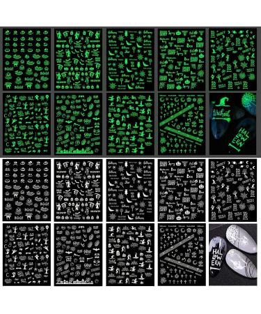 TailaiMei Halloween Nail Stickers - 9 Sheets Glow in the Dark Fluorescent Nail Decals for DIY Manicure | Perfect for Halloween Nail Art - Buy Online on GoSupps.com