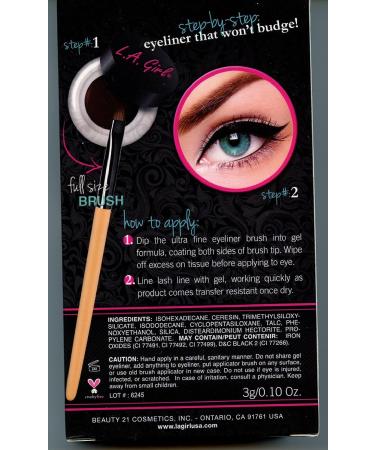 L.A. Girl Gel Liner Kit - Very Black 0.10 oz (Pack of 1) | Long-lasting, Smudge-proof Eyeliner - Buy Online on GoSupps.com