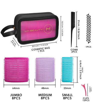 Lock Winder Large Curls Set - 40 PCS Self-Adhering Hair Rollers with Storage Bag | Jumbo & Small Heat-Free Curlers (64mm 48mm 25mm) - Buy Online on GoSupps.com