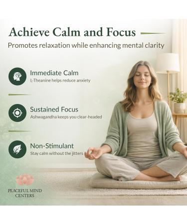 Peaceful Mind Centers Stress Relief Formula - Natural Ashwagandha Capsules GMO Free - unflavoured Quality Herbal Wellness Supplement for Relaxation and Mental clarity-60-count - Buy Online on GoSupps.com