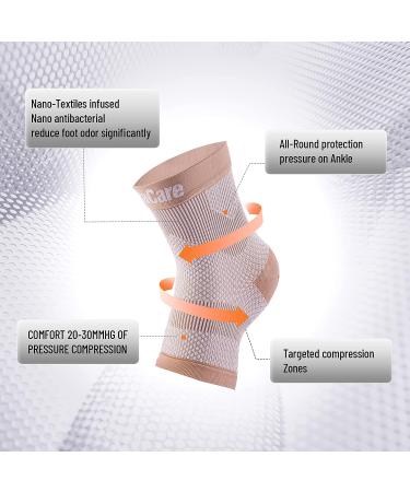 Qatacare Ankle Compression Socks - Nude, Large (1 Pair) | Heel & Arch Support | Increase Blood Circulation | Relieve Pain & Swelling - Buy Online on GoSupps.com