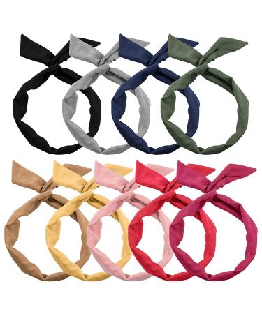9 Pack Solid Color Twist Bow Headbands for Women Girls - AUEAR Rabbit Ear Bow Head Wraps Hair Accessories - Buy Online on GoSupps.com