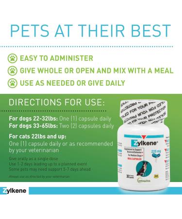 Vetoquinol Zylk ne 225mg - 30 Capsules for Pet Calm & Relaxation | Buy Internationally - Buy Online on GoSupps.com