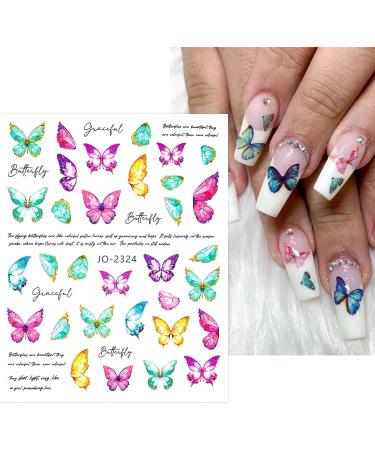 Canvalite Butterfly Nail Art Stickers Nail Decals with Tweezer Nail Stickers 3D Self Adhesive Colorful Butterflies Nails Supplies Decoration for Women and Girls DIY Design (5 Sheets) 3d Colorful Butterfly - Buy Online on GoSupps.com
