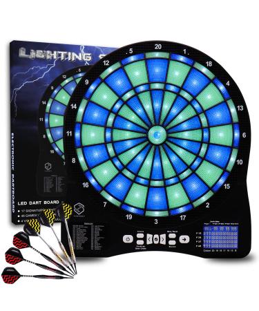 Turnart Electronic Dart Board,13 inch Illuminated Segments Light Based Games Electric Dartboard for Adults Tested Tough Segment for Enhanced Durability Professional with Scoring BLUE