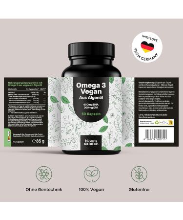 Supplement Hub Omega 3 Capsules Highdosed Vegan 60 Capsules 2000 mg Algen oil 600 mg DHA & 300 mg EPA Vegan & Produced in Germany - Buy Online on GoSupps.com
