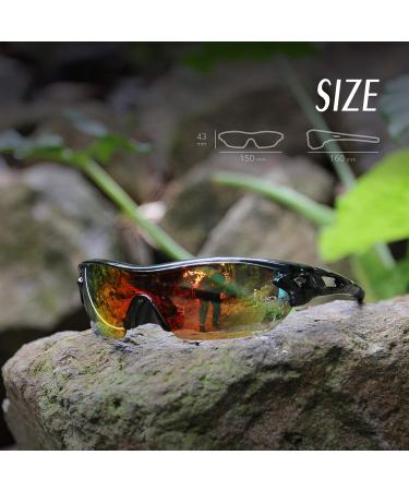 TOREGE Polarized Sports Sunglasses TR002 - Men Women Cycling Running Driving Fishing Glasses - Black Rainbow Lens - Buy Online on GoSupps.com