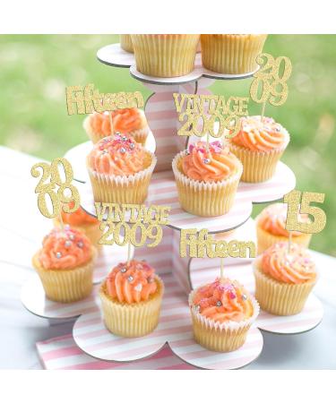 Gyufise 24Pcs Sweet 15 Cupcake Toppers Glitter Fifteen Vintage 2009 15th Birthday Cupcake Picks Hello 15 Years Birthday Cake Decorations for Happy 15th Birthday Anniversary Party Supplies Gold Gold 15th - Buy Online on GoSupps.com