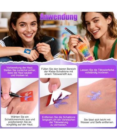  Meetory Meetory 10 Pcs Glitter Makeup Pencils Waterproof Skin-Friendly Temporary Makeup Pencils for Humans Adults Halloween Party Birthday with 6 Stencils and 4 Gems - Buy Online on GoSupps.com