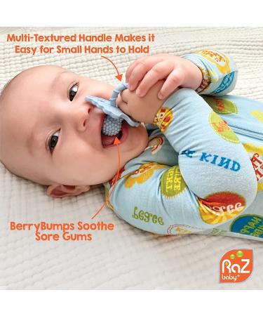 RaZbaby RaZberry Silicone Baby Teether Toy - Berrybumps for Soothing Sore Gums - BPA Free Teething Relief Pacifier - Hands Free Infant Teething Toy - Buy Online on GoSupps.com