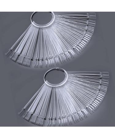 Rnitle nail display 100 pieces nail tips nail art tips transparent color card plates nail polish display ring sticks sample tips for nails nail art practice tool