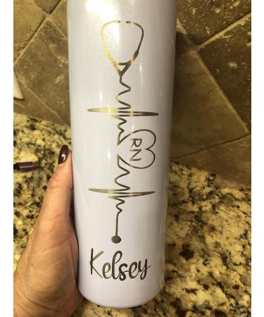 Personalized Nurse Tumbler - Unique Gifts for RN Doctor Nursing Student | Laser Engraved Stethoscope & Heartbeat Design - Buy Online on GoSupps.com