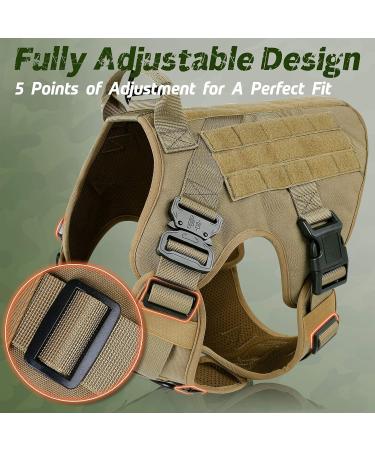 Rabbitgoo No Pull Dog Harness for Medium Dogs | Tactical Adjustable Padded Vest with Handle & Metal Buckle | Breathable Military Safety Harness - Brown (1 Pack) - Buy Online on GoSupps.com