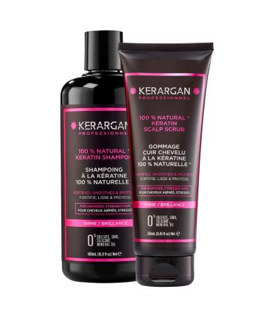 Kerargan - Keratin Shampoo and Hair Scrub Duo for Damaged and Stressed Hair - Purifies, Strengthens and Protects - Sulfate, Paraben and Silicone Free - 500ml + 250ml