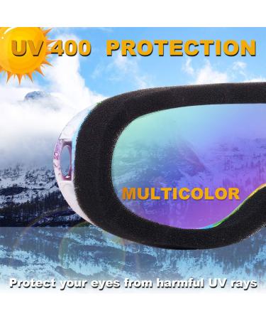 Rngeo Ski Goggles Pack of 2 for Kids, Boys, Girls, Youth, Men - Black Multicolor/Rainbow - Buy Online on GoSupps.com