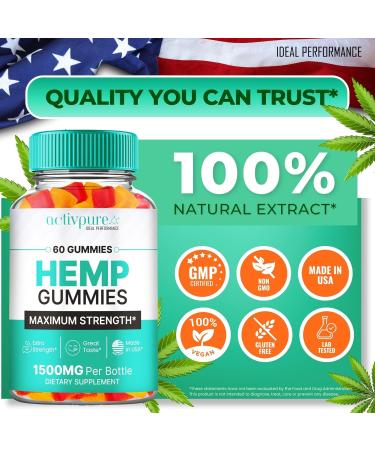 Activ Pure Hemp Gummies - ActivPure Supplement Hemp Gummies - Maximum Strength All Natural Overall Health and Wellness Support Activ Pure Health Gummy Reviews (5 Pack) - Buy Online on GoSupps.com