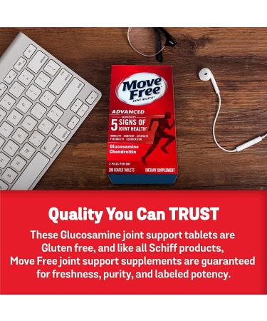 Move Free Advanced Glucosamine Chondroitin + Calcium Fructoborate Joint Support Supplement Supports Mobility Comfort Strength Flexibility & Lubrication - 200 Tablets (100 Servings)* - Buy Online on GoSupps.com