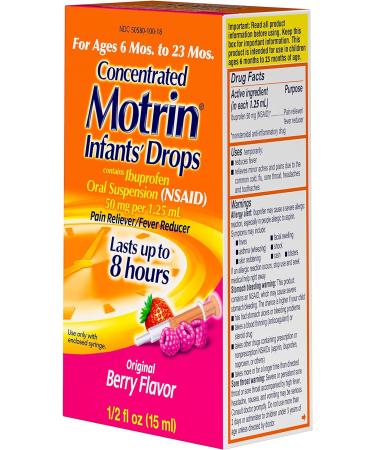 Infants' Motrin Concentrated Drops 0.5 oz, Berry Flavored | Fever Reducer with Ibuprofen - Pack of 1 - Buy Online on GoSupps.com